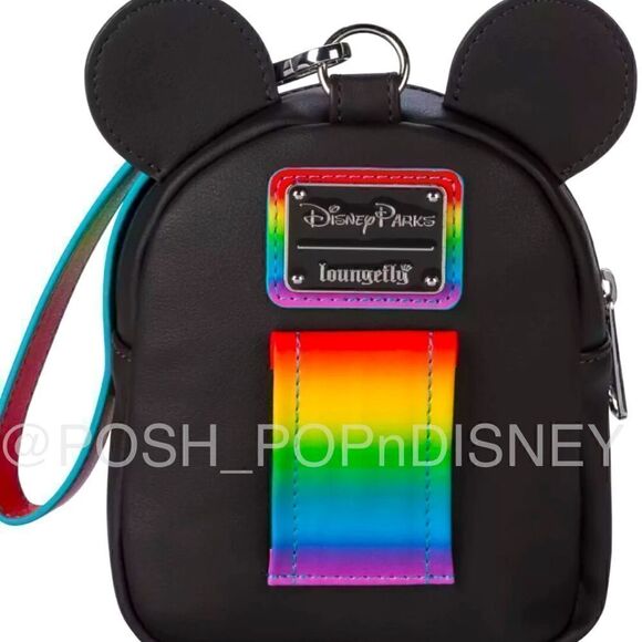 Disney PARKS PRIDE RAINBOW COLLECTION MICKEY MOUSE LOUNGEFLY WRISTLET - Picture 1 of 2